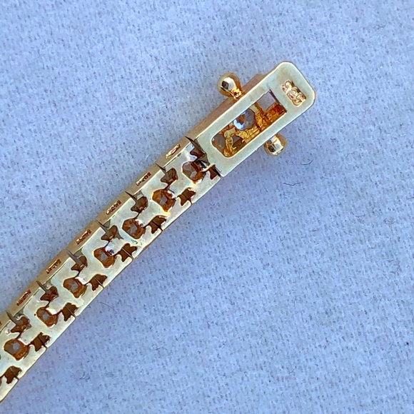 VTG Channel Set Crystal Gold Over Sterling Silver Tennis Bracelet - Picture 3 of 7